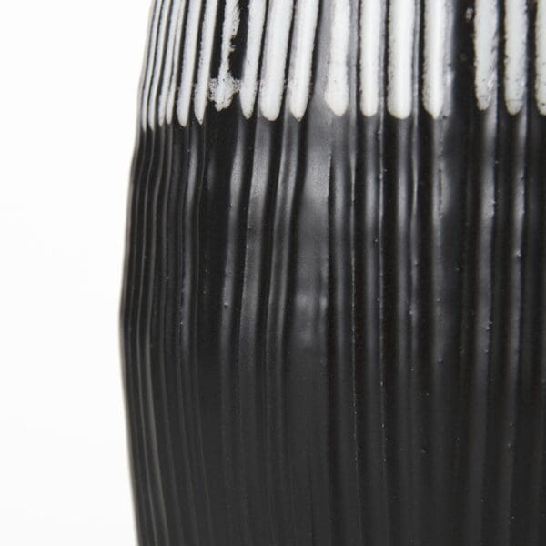 19" Black White and Gray Patterned Lines Ceramic Vase - Image 7