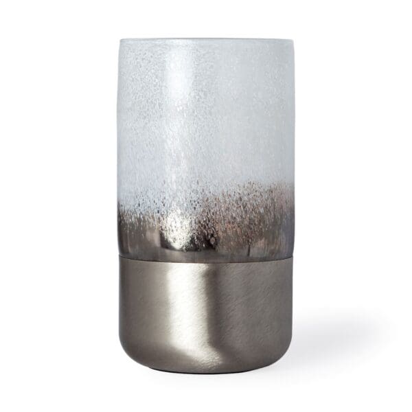 12" Brushed Silver Glass Vase - Image 2