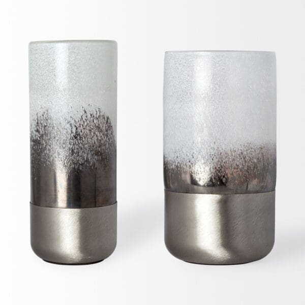 12" Brushed Silver Glass Vase - Image 3