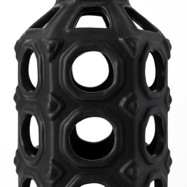 12" Black Pierced Pattern Ceramic Vase - Image 5