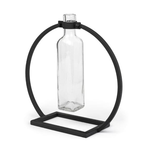 Modern Industrial Black Rectangle Metal and Glass Vase - Image 2