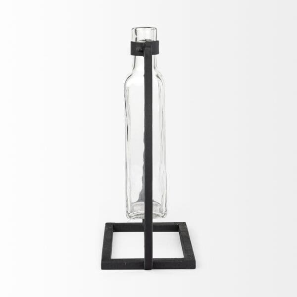 Modern Industrial Black Rectangle Metal and Glass Vase - Image 4