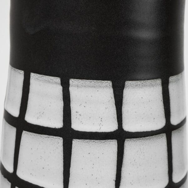 24" Black and White Modern Grid Ceramic Vase - Image 4