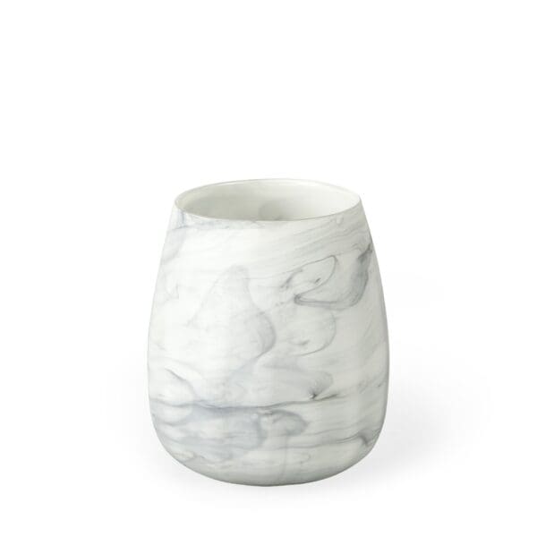 8" Gray and Cream Marble Design Glass Vase - Image 2