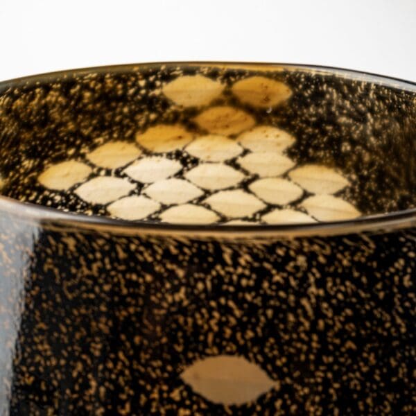 6" Black and Gold Artisan Bubble Glass Vase - Image 7