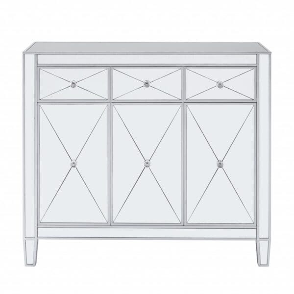 Glamorous Mirrored Bling Three Door Accent Cabinet - Image 5