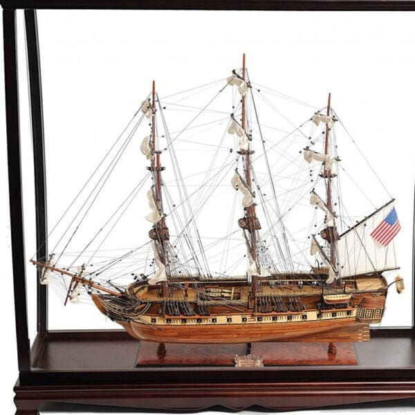 39" Wood Brown 1797 USS Constitution Large Table Top Display Case Hand Painted Decorative Boat - Image 5