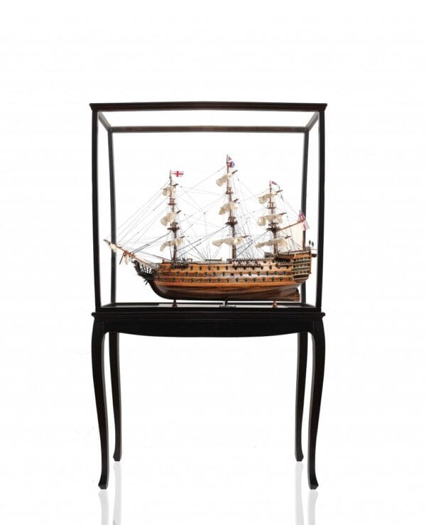 30" Wood Brown HMS Victory Medium Open Front Display Case Boat Hand Painted Decorative Boat - Image 2