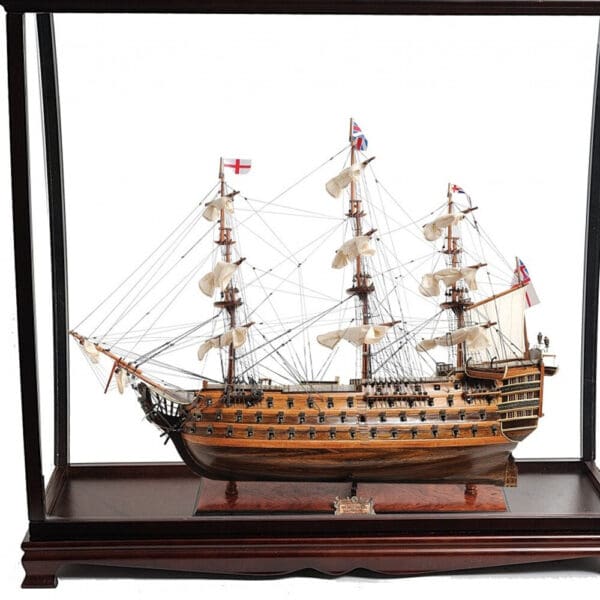 39" Wood Brown HMS Victory Large Table Top Display Hand Painted Decorative Boat - Image 5