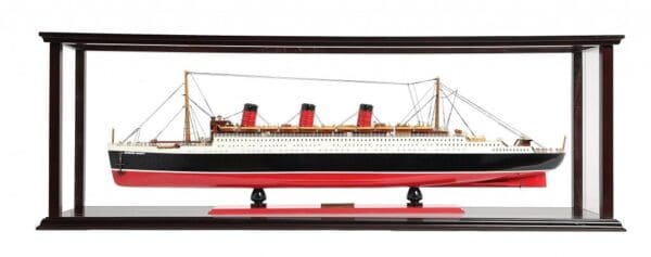 15" Black and Red RMS Queen Mary Large Display Case Hand Painted Decorative Boat with Case - Image 2