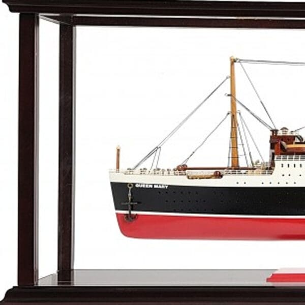 15" Black and Red RMS Queen Mary Large Display Case Hand Painted Decorative Boat with Case - Image 4