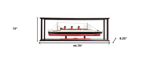 15" Black and Red RMS Queen Mary Large Display Case Hand Painted Decorative Boat with Case - Image 6