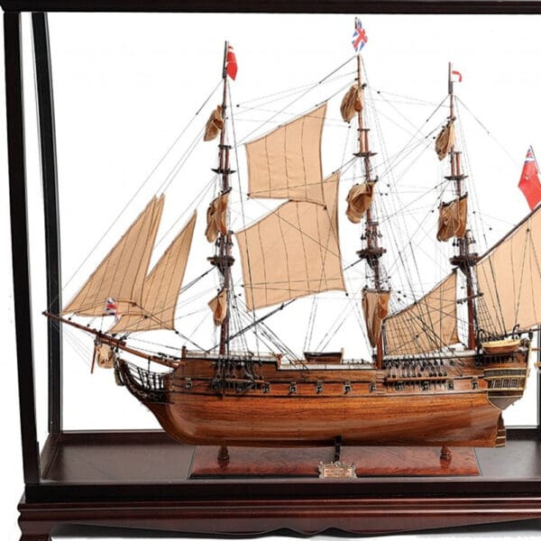 39" Wood Brown HMS Surprise 1796 Table Top Display Case Boat Hand Painted Decorative Boat - Image 5