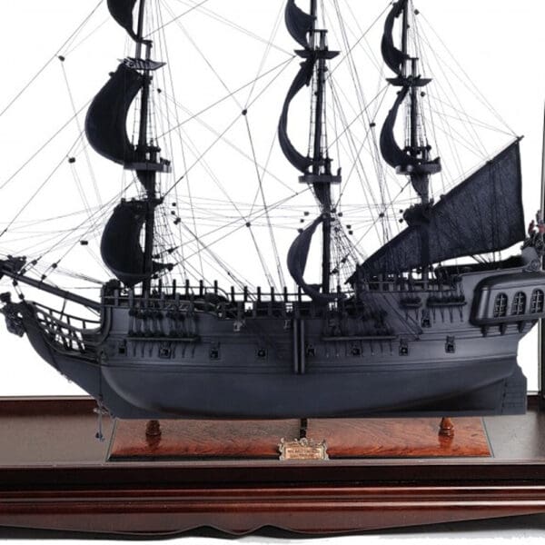 39" Black Black Pearl Pirate Table Top Display Boat Hand Painted Decorative Boat - Image 4