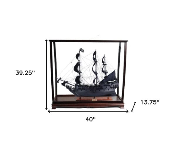 39" Black Black Pearl Pirate Table Top Display Boat Hand Painted Decorative Boat - Image 6