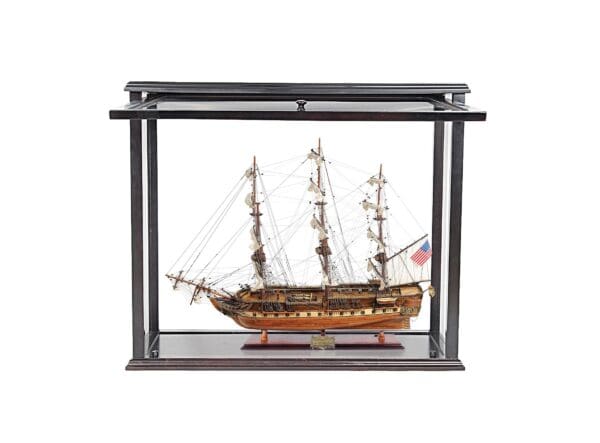 30" Wood Brown 1797 USS Constitution Medium Open Fron Display Case Boat Hand Painted Decorative Boat - Image 3