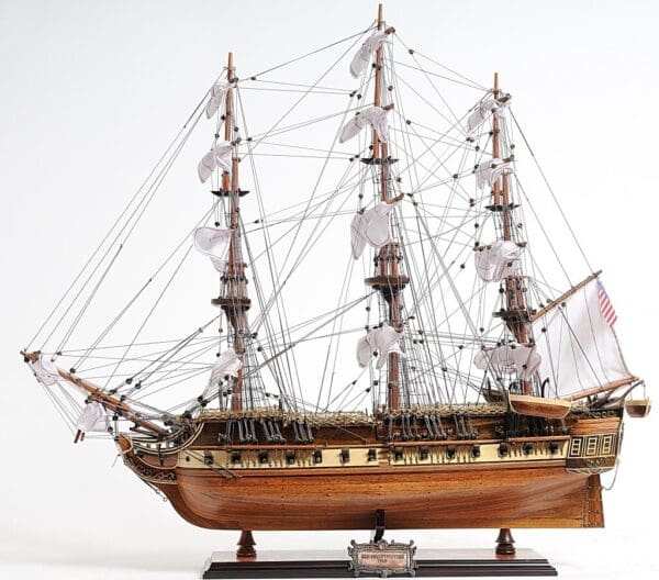 30" Wood Brown 1797 USS Constitution Medium Open Fron Display Case Boat Hand Painted Decorative Boat - Image 5