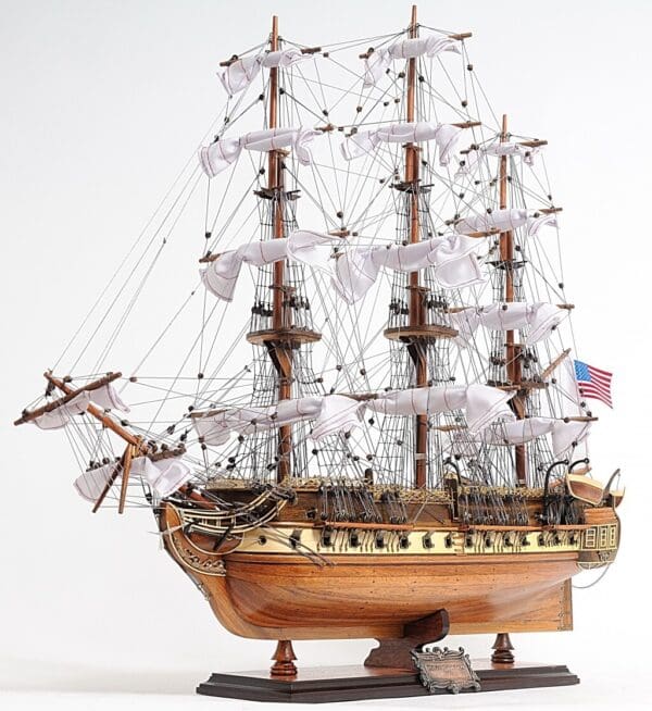 30" Wood Brown 1797 USS Constitution Medium Open Fron Display Case Boat Hand Painted Decorative Boat - Image 6