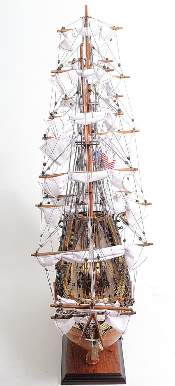 30" Wood Brown 1797 USS Constitution Medium Open Fron Display Case Boat Hand Painted Decorative Boat - Image 7