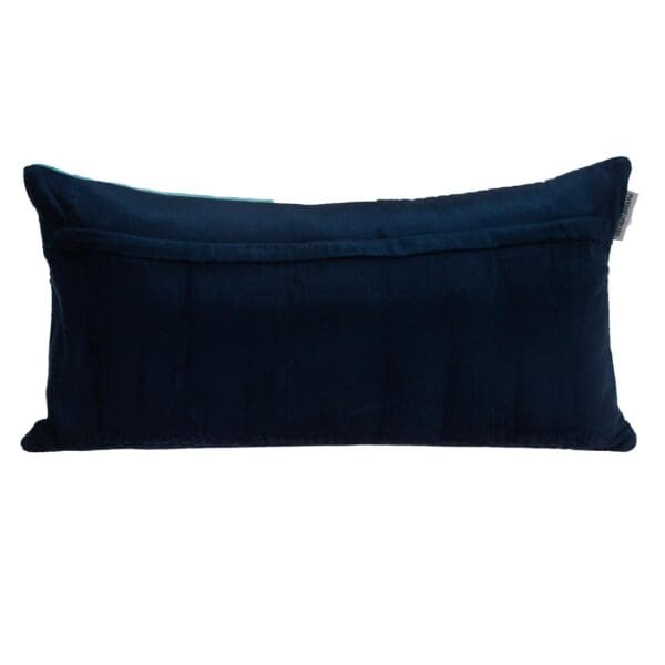 Quilted Colorblock Velvet Pillow - 24" x 12", Navy Blue & Sea Blue - Image 3