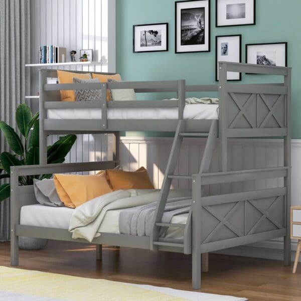 Gray Twin Over Full Size Bunk Bed - Image 2