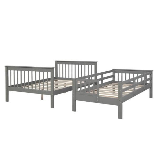 Gray Twin Over Full Contemporary Bunk Bed With Stairs And Shelves - Image 3