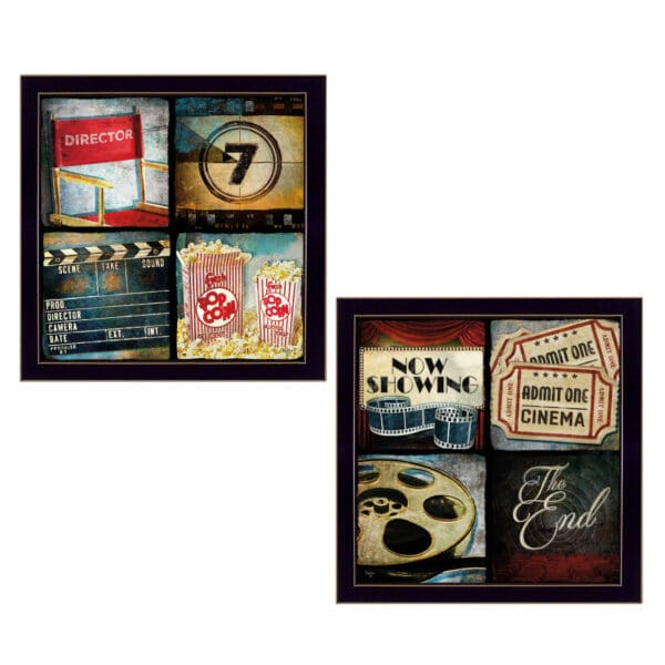 Set Of Two At The Movies Black Framed Print Wall Art - Image 3