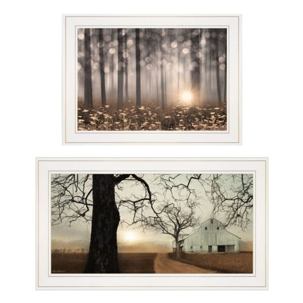 Set Of Two Enchanted Sunrise 1 White Framed Print Wall Art - Image 3