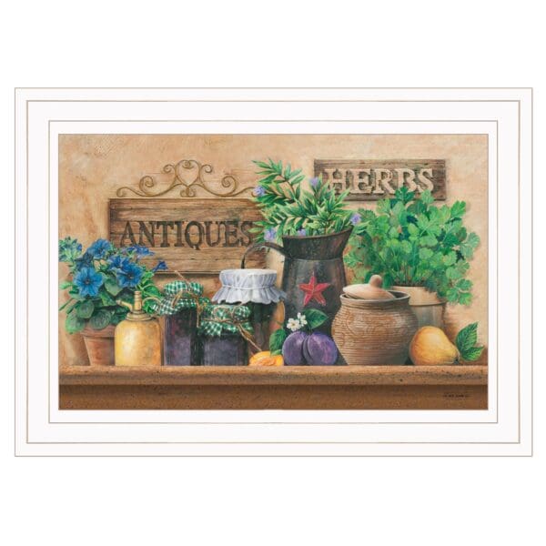 Antiques And Herbs 1 White Framed Print Wall Art - Image 2