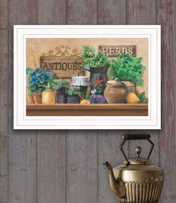 Antiques And Herbs 1 White Framed Print Wall Art - Image 3