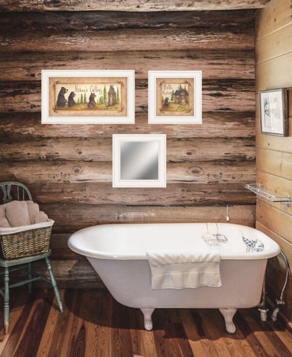 Set Of Three Nature Bath 4 White Framed Print Wall Art - Image 3