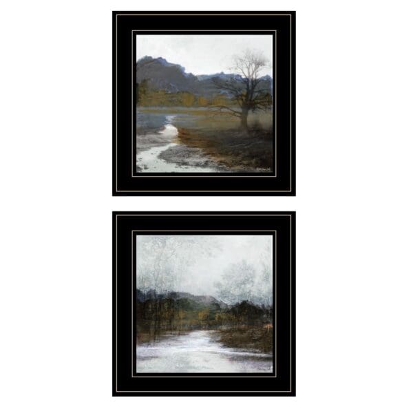 Set Of Two Winter Landscape 2 Black Framed Print Wall Art - Image 2