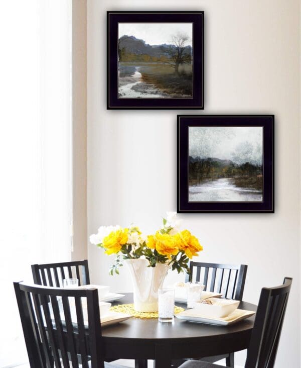 Set Of Two Winter Landscape 2 Black Framed Print Wall Art - Image 3