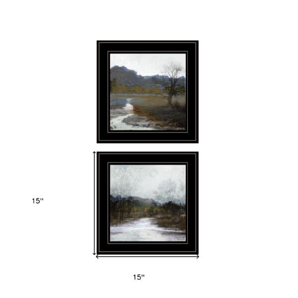 Set Of Two Winter Landscape 2 Black Framed Print Wall Art - Image 5