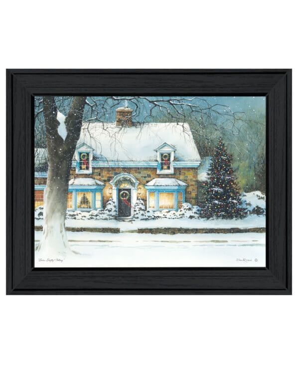 Snow Softly Falling 1 Black Framed Print Wall Art