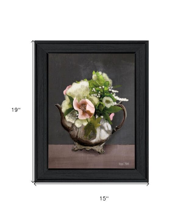 Vintage Floral Tea Pot 1 Black Framed Print Wall Art - Image 5