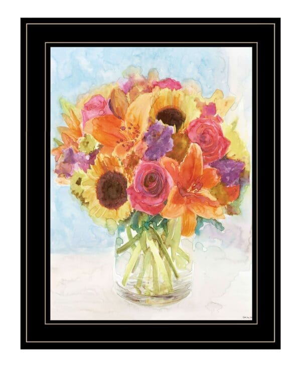 Vases With Flowers 1 Black Framed Print Wall Art - Image 2