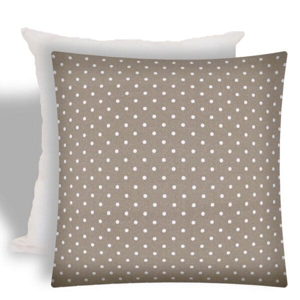 Polka Dot Indoor/Outdoor Pillow - 17" x 17", Taupe & White