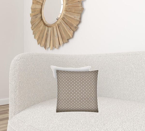 Polka Dot Indoor/Outdoor Pillow - 17" x 17", Taupe & White - Image 3