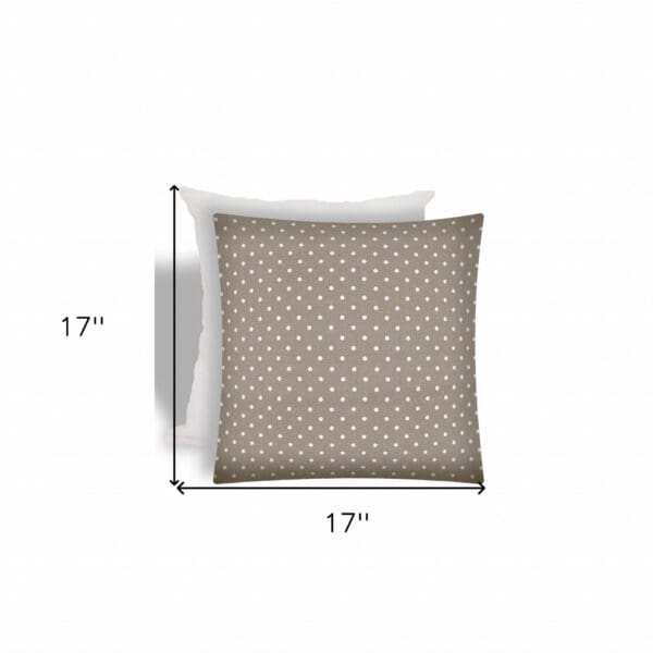 Polka Dot Indoor/Outdoor Pillow - 17" x 17", Taupe & White - Image 6