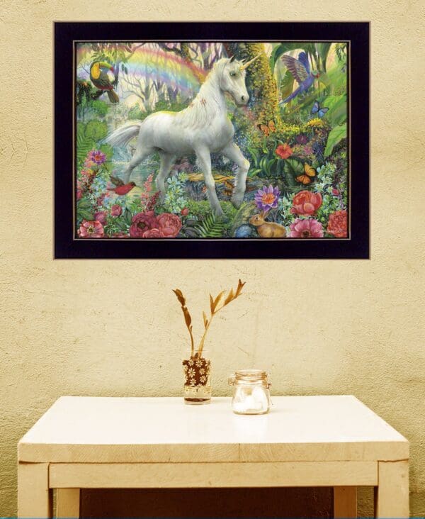 Rainbow Unicorn 1 Black Framed Print Wall Art - Image 3