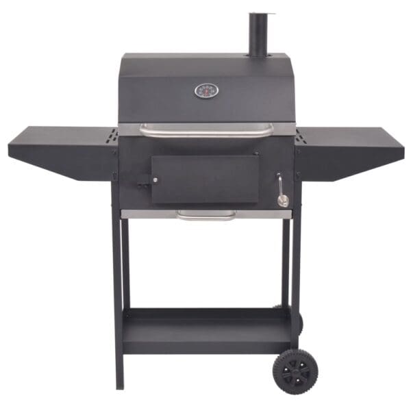 vidaXL BBQ Charcoal Smoker with Bottom Shelf Black - Image 3