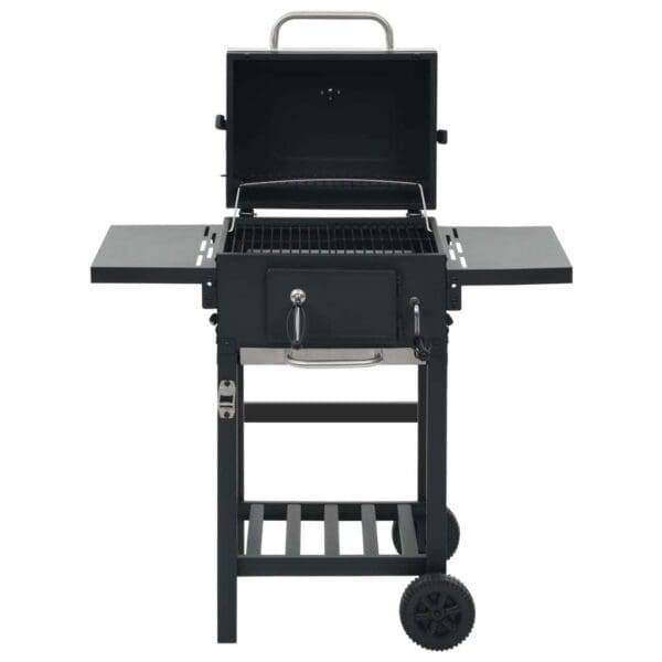 vidaXL Charcoal-Fueled BBQ Grill with Bottom Shelf Black - Image 5