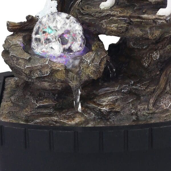 10" Black Polyresin Wolf Tabletop Fountain Sculpture - Image 5