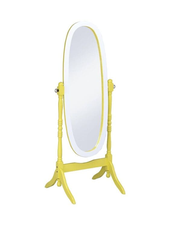 59" Painted Oval Cheval Standing Mirror Freestanding With Solid Wood Frame - Image 2