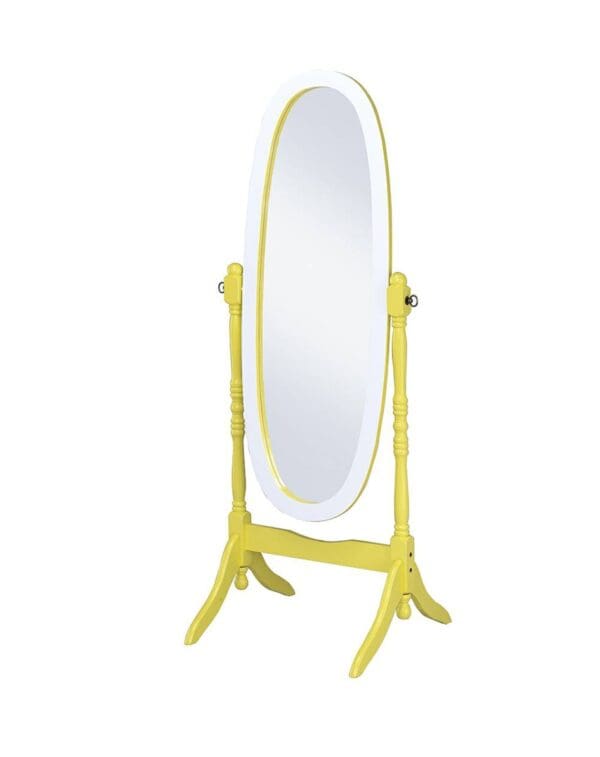 59" Painted Oval Cheval Standing Mirror Freestanding With Solid Wood Frame - Image 3