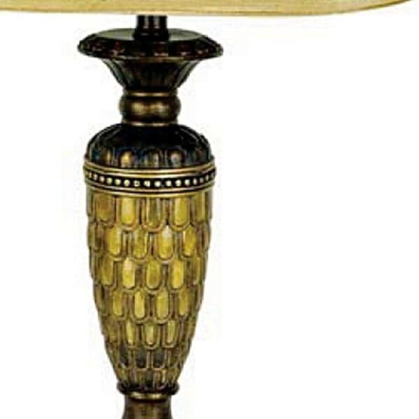 28" Golden Brown Polyresin Table Lamp With Gold Bell Shade - Image 4