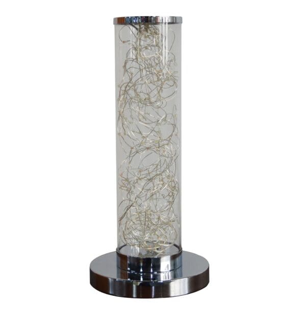 13" Silver Metal Column LED Rope Table Lamp With Clear - Image 2