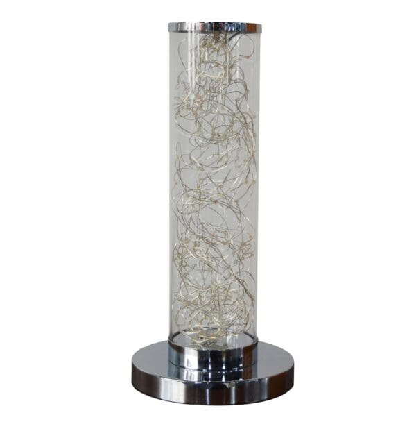 13" Silver Metal Column LED Rope Table Lamp With Clear - Image 5