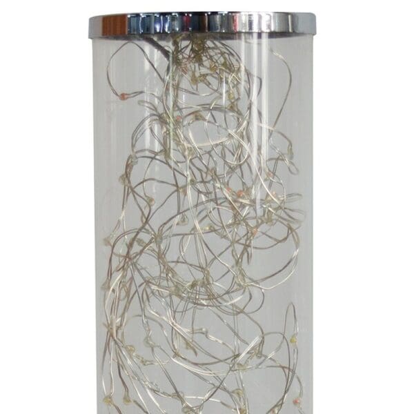 13" Silver Metal Column LED Rope Table Lamp With Clear - Image 6